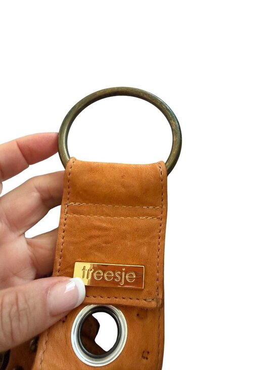 Treesje Womens Circular Metal Buckle Studded Hip Belt Size 36 inch Tan Leather main image 10